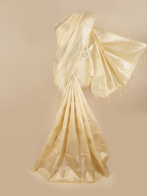 

Pothys Cream-Coloured & Gold-Toned Woven Design Zari Jute Silk Saree