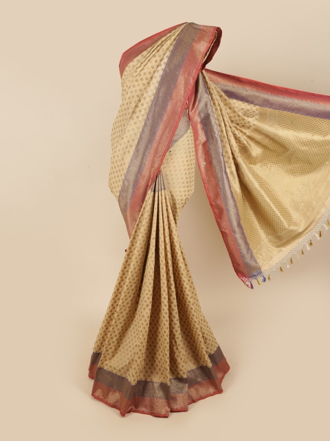 

Pothys Cream-Coloured & Red Woven Design Zari Art Silk Saree