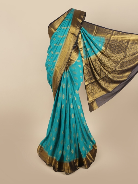 

Pothys Blue & Black Ethnic Motifs Art Silk Saree