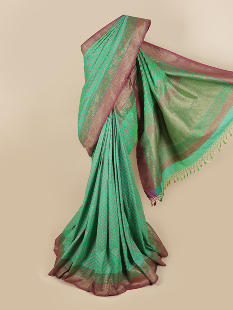 

Pothys Green & Pink Floral Art Silk Saree