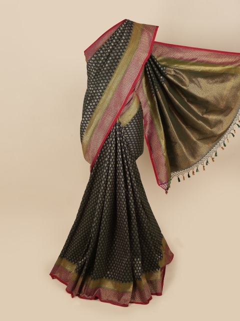 

Pothys Navy Blue & Pink Floral Art Silk Saree