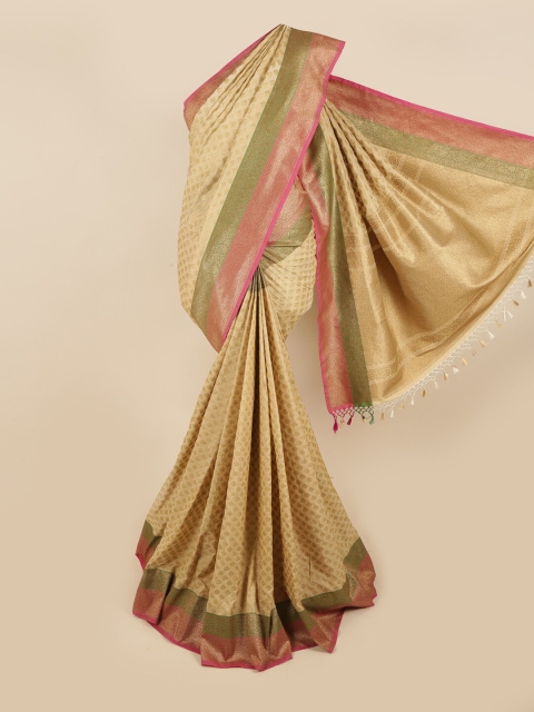 

Pothys Cream-Coloured & Magenta Woven Design Zari Art Silk Saree