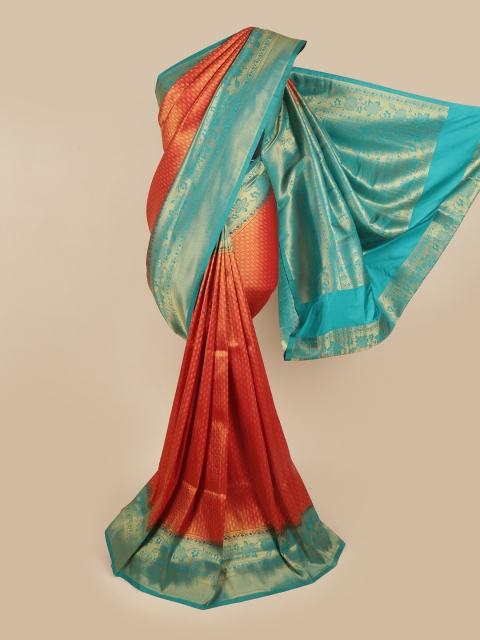 

Pothys Red & Turquoise Blue Woven Design Art Silk Saree