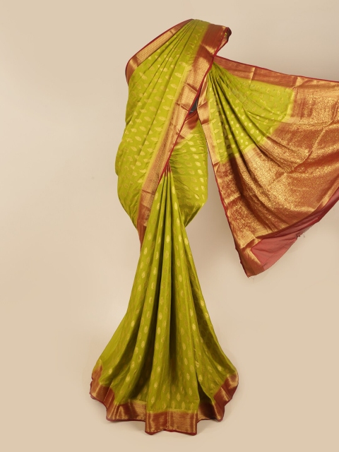 

Pothys Green & Gold-Toned Ethnic Motifs Art Silk Saree