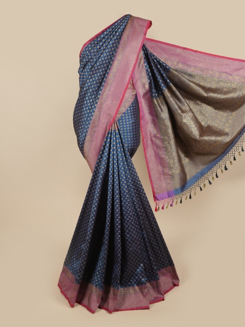 

Pothys Blue & Magenta Woven Design Zari Art Silk Saree