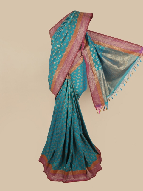 

Pothys Blue & Pink Floral Art Silk Saree