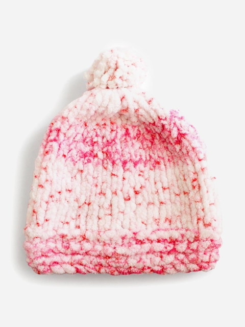 

Woonie Unisex Kids Pink & White Beanie