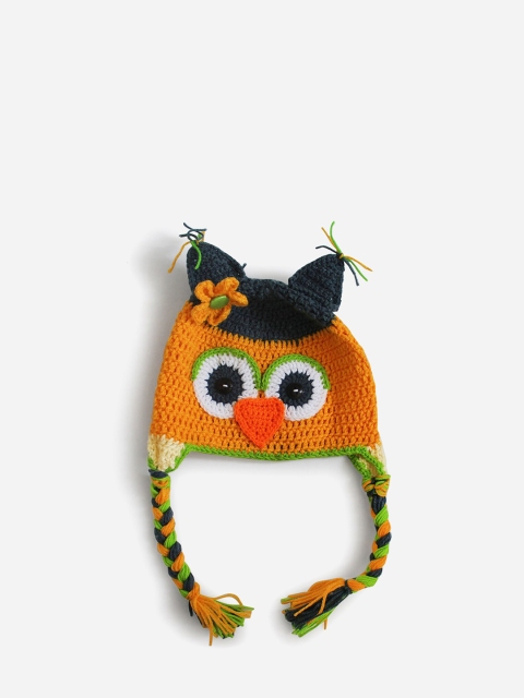 

Woonie Unisex Kids Orange & Black Beanie
