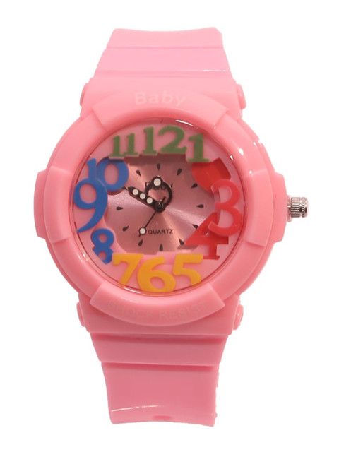 

Spiky Unisex Kids Pink Printed Dial & Pink Straps Analogue Multi Function Watch Babycol_Peach