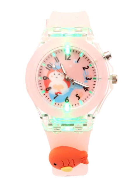 

Spiky Unisex Kids Pink Printed Dial & Pink Straps Analogue Multi Function Watch Light_Fish_Pin