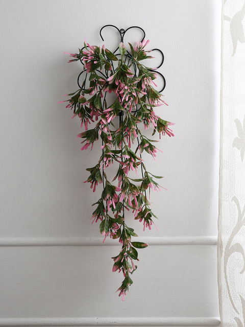 

FOLIYAJ Green & Pink Artificial Leaf Vine with Wall Stand