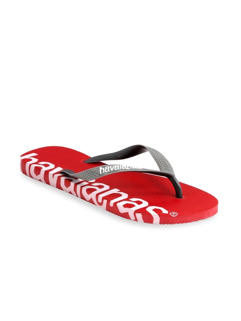 

Havaianas Men Grey & Red Printed Rubber Thong Flip-Flops