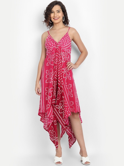 

IX IMPRESSION Pink Asymmetric Printed Midi Dress