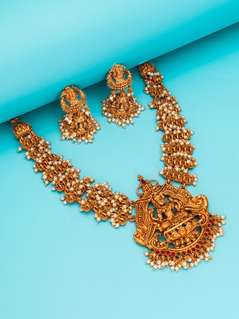 

Aadita Gold-Plated Pearl Beaded Handcrafted Jewellery Set