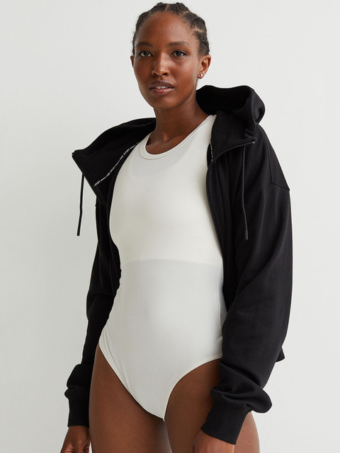 

H&M Women White Solid Sports Bodysuit