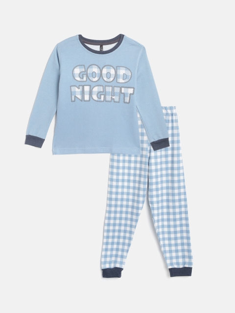 

GAME BEGINS Boys Blue & White Printed Pyjamas Set