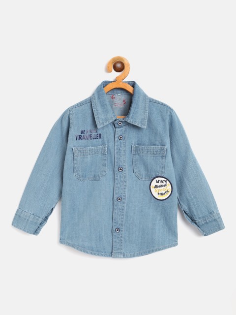 

GAME BEGINS Boys Blue Cotton Denim Solid Casual Shirt