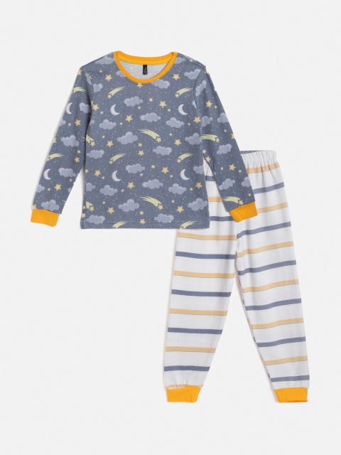 

GAME BEGINS Boys Blue & White Printed Pyjamas Set