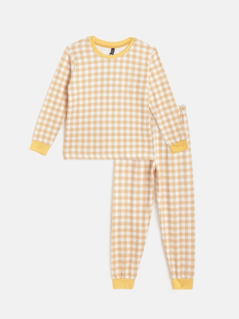 

GAME BEGINS Boys Mustard Yellow & White Checked Pyjamas Set