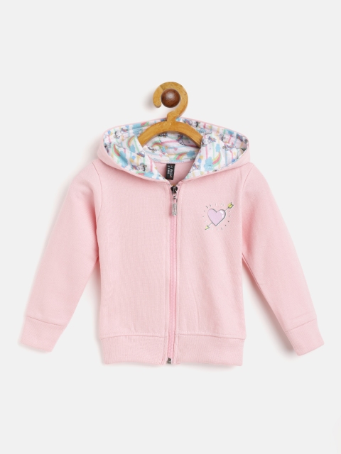 

GAME BEGINS Girls Pink Cotton Solid Hooded Sweatshirt