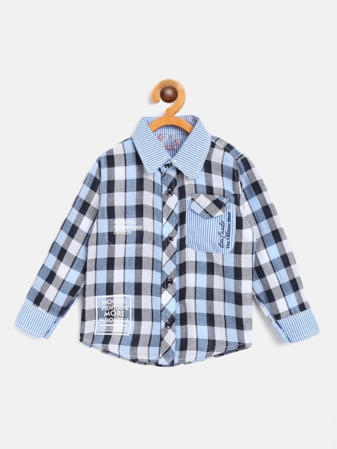 

GAME BEGINS Boys Blue & White Cotton Buffalo Checks Casual Shirt