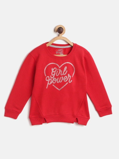 

GAME BEGINS Girls Red Typography Print Sweatshirt