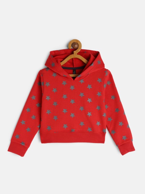

GAME BEGINS Girls Red Printed Hooded Sweatshirt