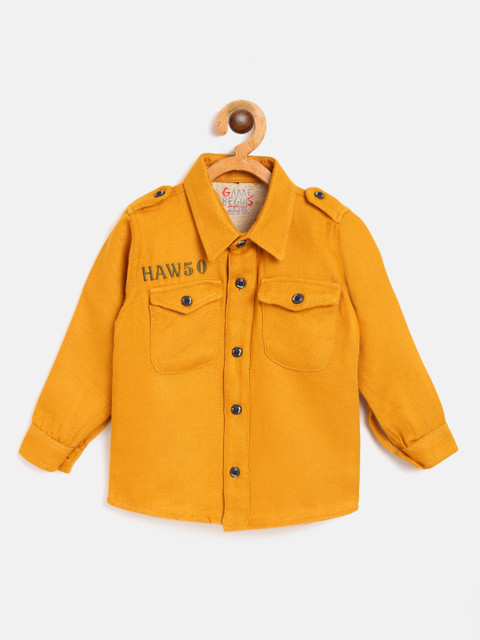 

GAME BEGINS Boys Mustard Yellow Cotton Solid Casual Shirt