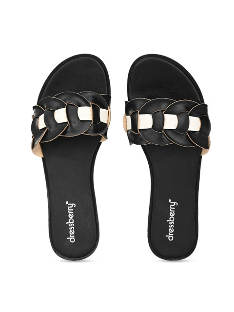 

DressBerry Women Black Open Toe Flats