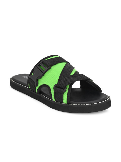 

DressBerry Women Green & Black Open Toe Flats with Buckles