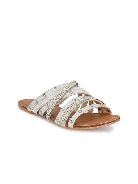 

DressBerry Women White Embellished Open Toe Flats