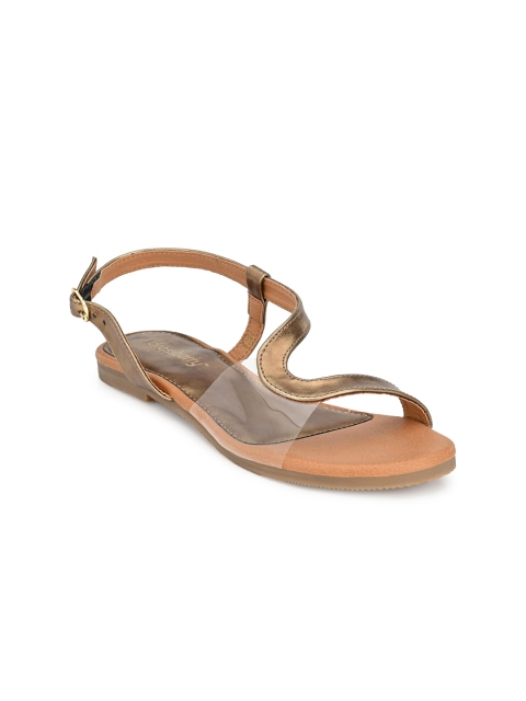 

DressBerry Women Bronze-Toned Open Toe Flats