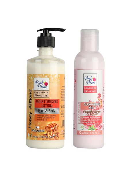 

Pink Plums 2 Pcs Face & Body Moisturising & Cleansing Milk Body Lotion 700 ml, Multi