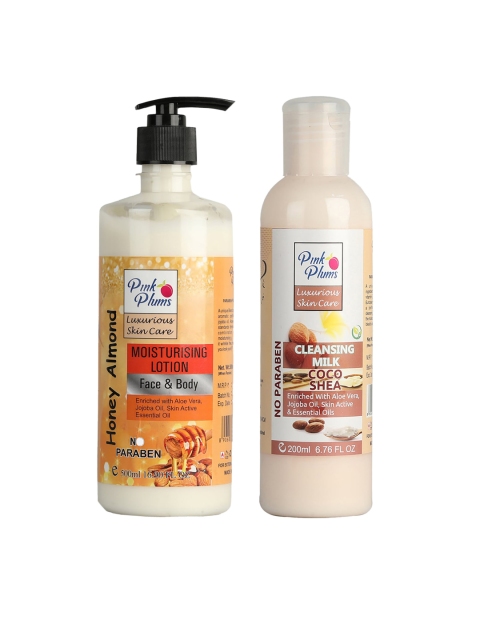 

Pink Plums 2 Pcs Face & Body Moisturising with Body Lotion Cleansing Milk 700 ml, Multi