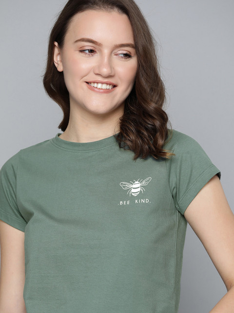 

Mast & Harbour Women Green Cotton T-shirt