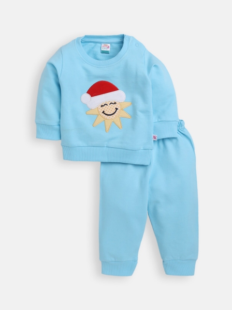 

AMUL Kandyfloss Unisex Kids Blue & White Printed Night suit