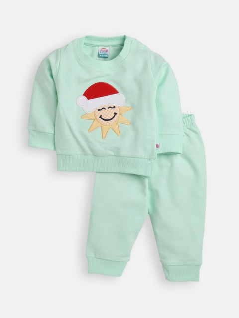 

AMUL Kandyfloss Unisex Kids Green & Red Printed Night suit