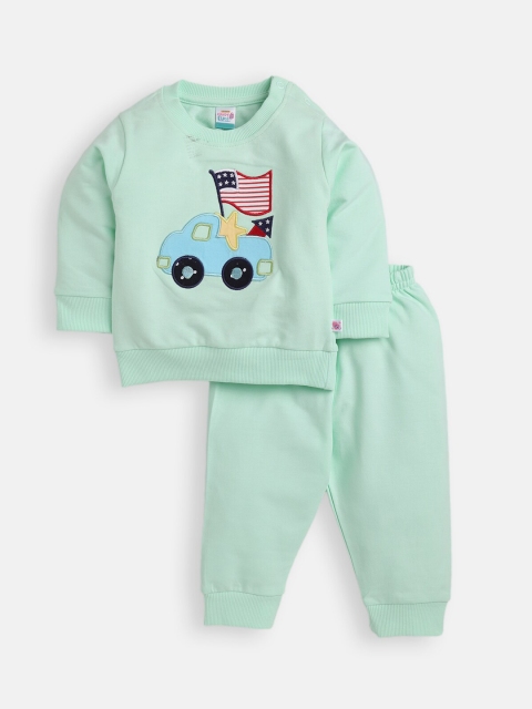 

AMUL Kandyfloss Unisex Kids Green & Black Printed Night suit