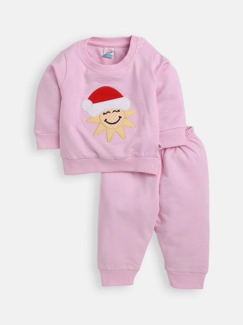 

AMUL Kandyfloss Unisex Kids Pink & White Printed Night suit