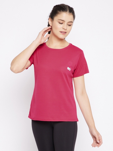 

Clovia Women Pink Pockets Training or Gym T-shirt