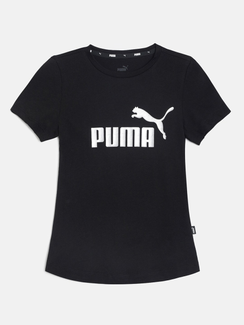 

Puma Girls Black Solid Essentials+ Pure Cotton T-shirt