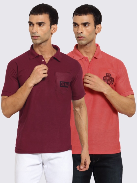 

KLOTTHE Men Pack Of 2 T-shirts, Maroon