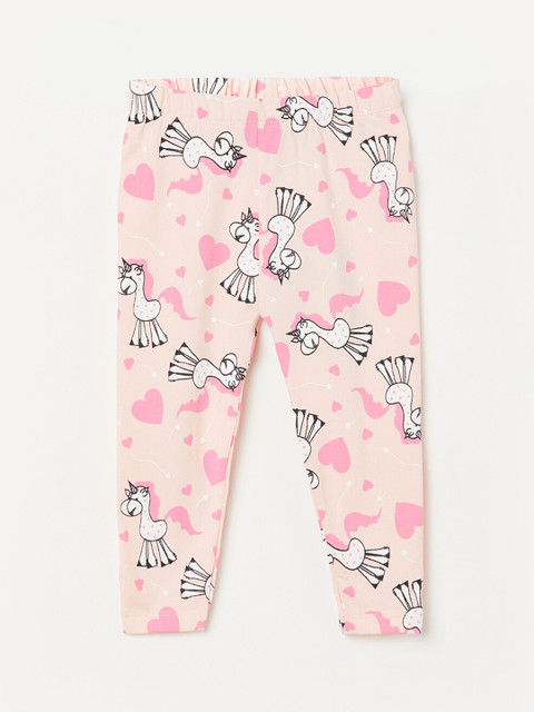 

Juniors by Lifestyle Infant Girls Pink & White Printed Cotton Ankle-Length Leggings