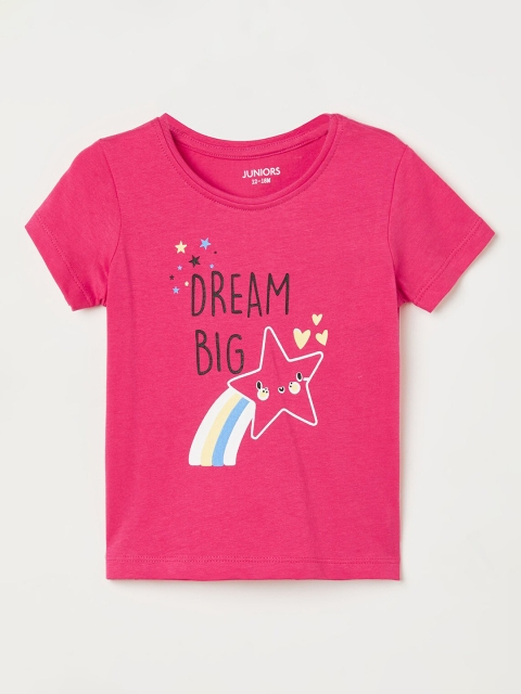 

Juniors by Lifestyle Fuchsia & Black Regular Pure Cotton Top
