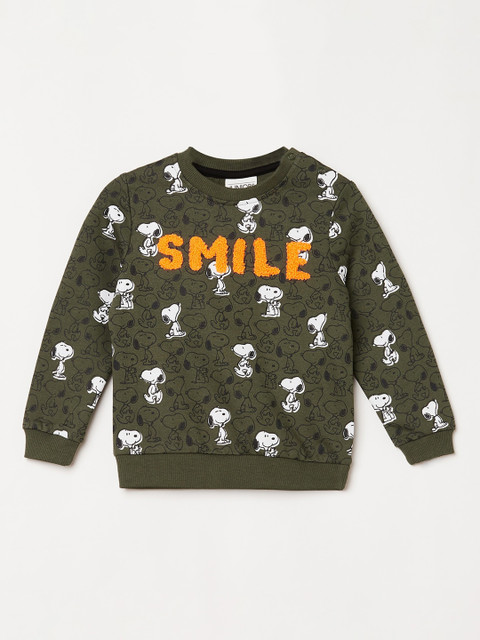 

Juniors by Lifestyle Boys Olive Green Printed Sweatshirt