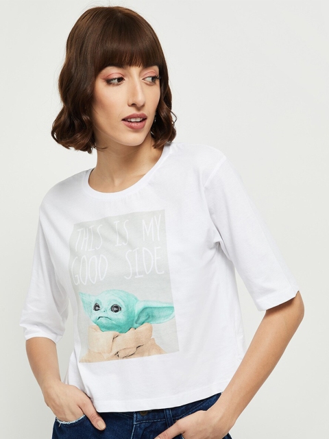 

max Women White Printed T-shirt