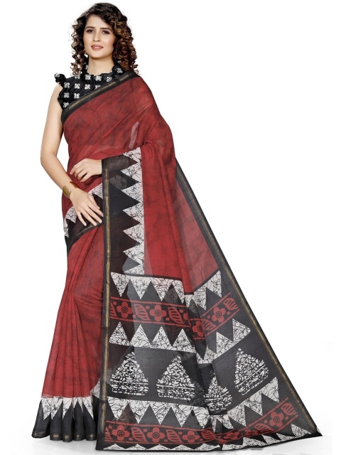 

KALINI Red & Black Printed Saree