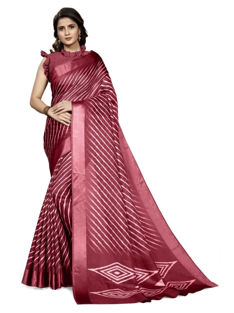 

KALINI Maroon & white Leheriya Printed Saree