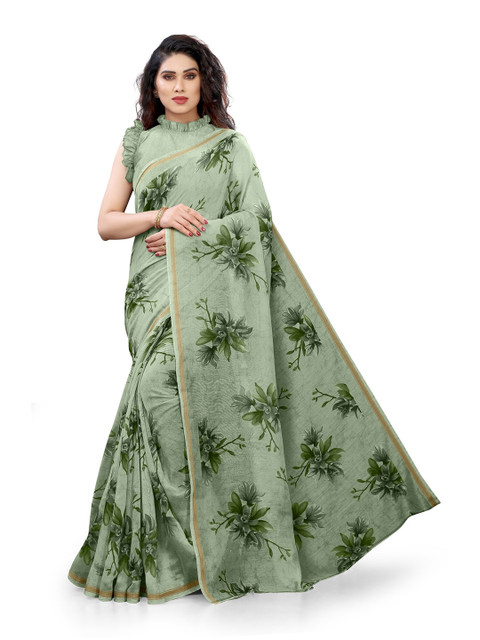 

KALINI Green Floral Printed Bagh Saree