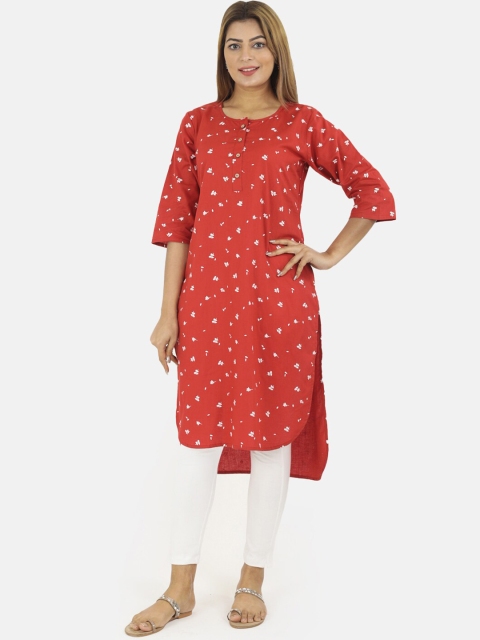 

NEUDIS Women Red Printed Regular Pure Cotton Kurta with Trousers